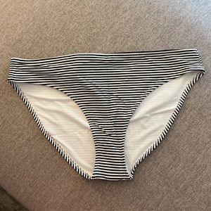 Aerie Black and White Stripe Bikini Bottom Size L NWT